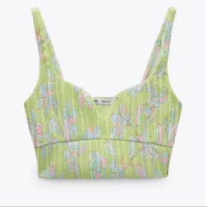 ZARA PRINTED PLEATED CROP TOP